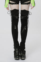 Black Ghost Claw Zipper Slim Irregular Women's Steampunk Leg Warmers